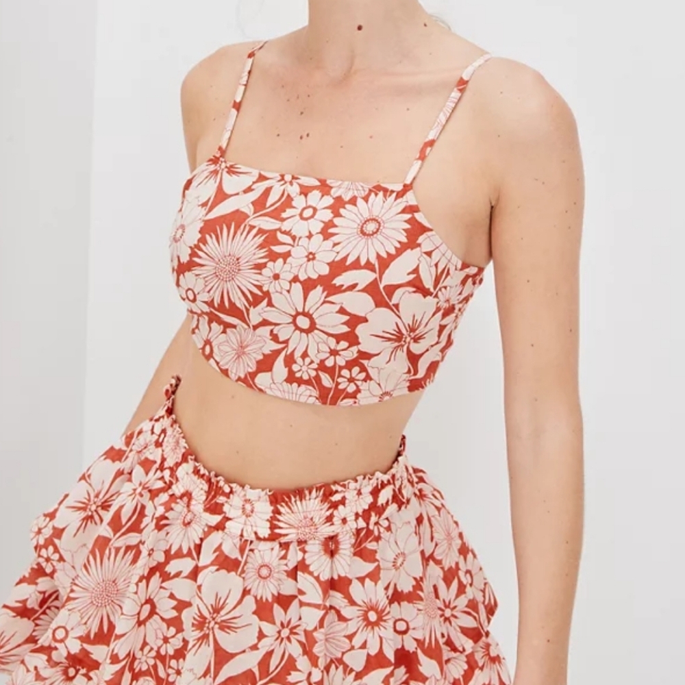 AE Floral Mini Skort XS with Matching Top